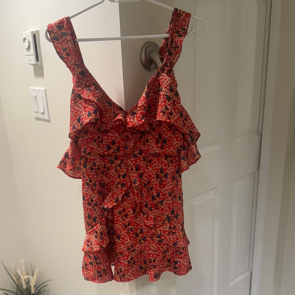 Elegant Floral Ruffle Tank Top